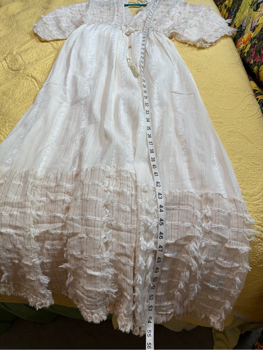 H058 New POL L ptp 17-20 Ivory Boho Maxi Dress with Tassel Tie Beautiful - Picture 14 of 16